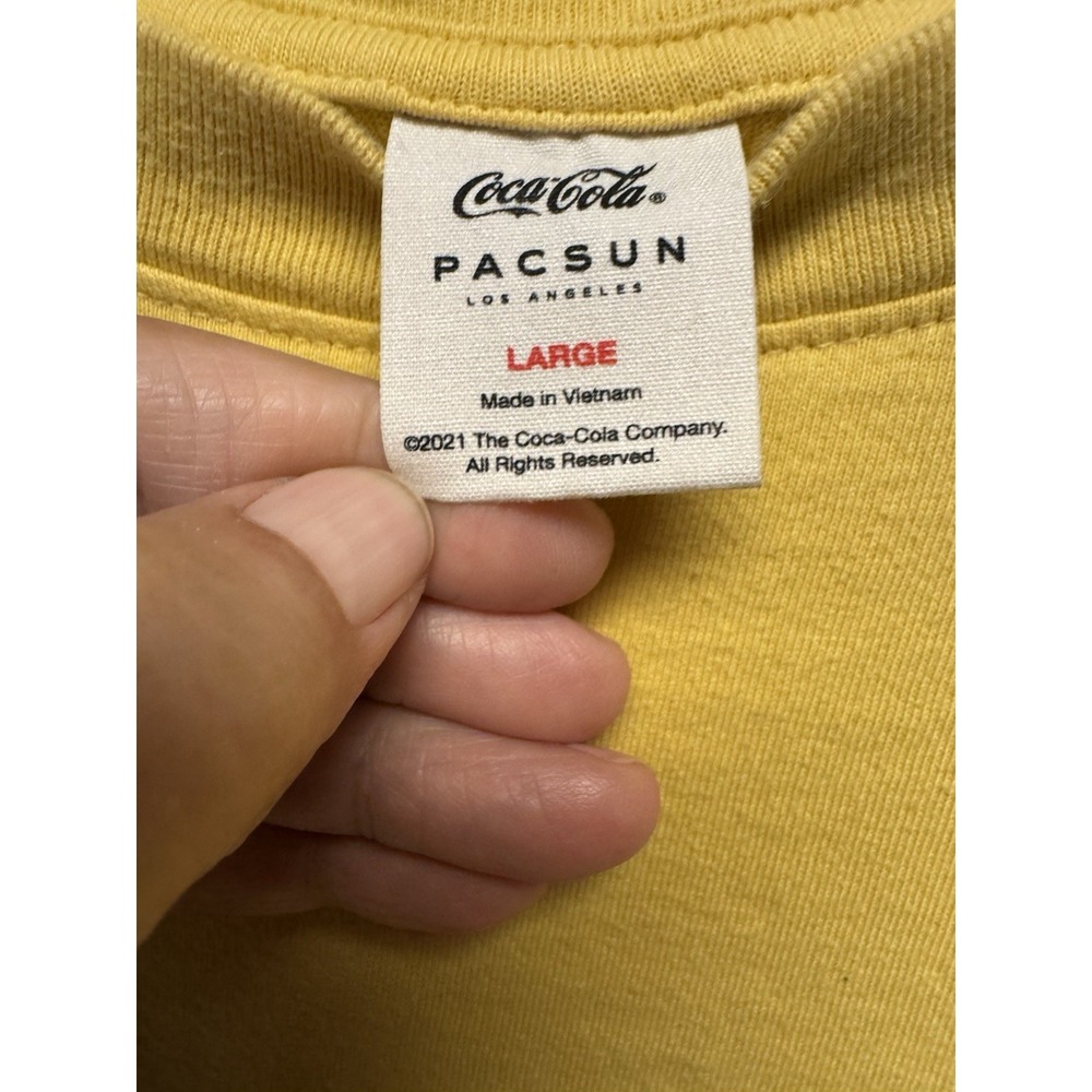 Coca-Cola X Pacsun T Shirt Men's Large Yellow Long Sleeve Casual Tee Outdoors - Picture 6 of 12